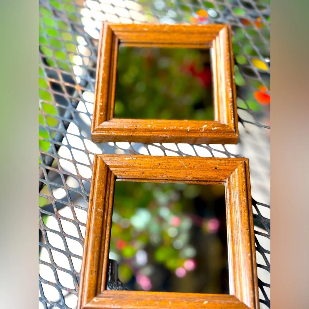 Wooden Framed 5” wall Mirrors set of 2.